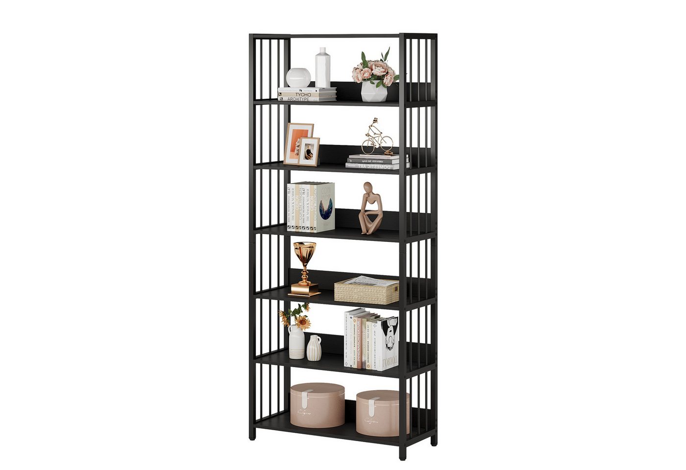 Tribesigns Bücherregal Standregal, Leiterregal mit 6 Ebenen für Wohnzimmer, einfacher Aufbau von Tribesigns