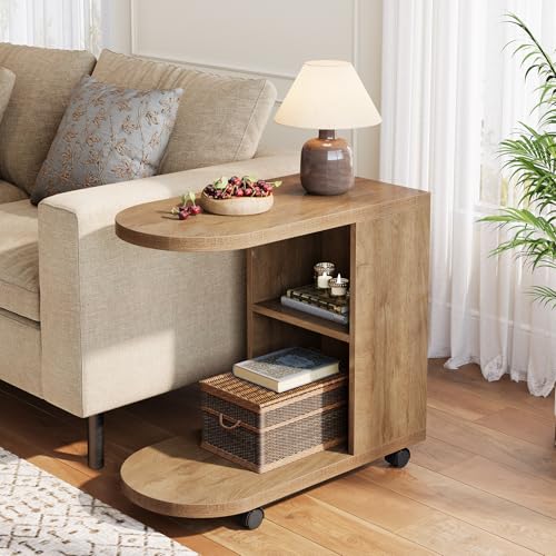 Tribesigns C-förmiger Sofa Beistelltisch 2er Set, Mobiler Nachttisch mit Ablage, Kleines Tablett über der Couch für Wohnzimmer, Schlafzimmer von Tribesigns