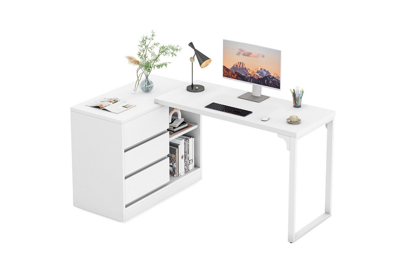 Tribesigns Computertisch L-förmiger Schreibtisch mit Schubladen, wendbarer Eckschreibtisch Tribesigns Computertisch L-förmiger Schreibtisch mit Schubladen, wendbarer Eckschreibtisch von Tribesigns