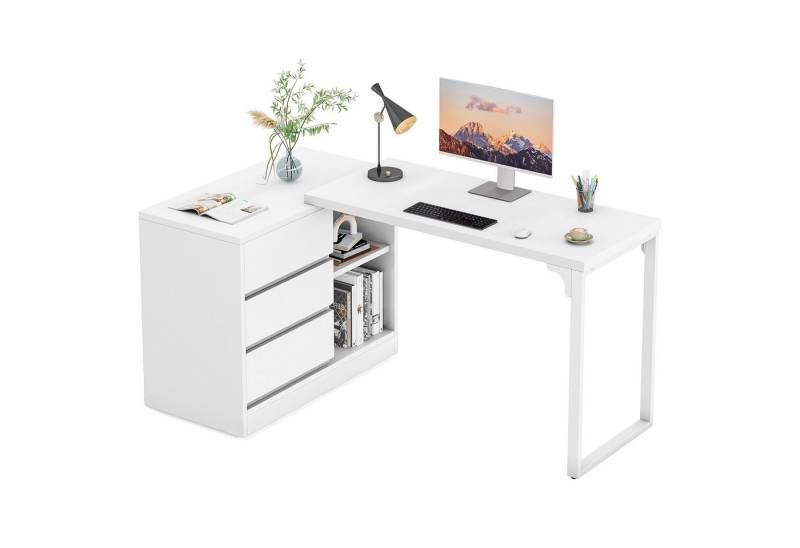 Tribesigns Computertisch L-förmiger Schreibtisch mit Schubladen, wendbarer Eckschreibtisch Tribesigns Computertisch L-förmiger Schreibtisch mit Schubladen, wendbarer Eckschreibtisch von Tribesigns