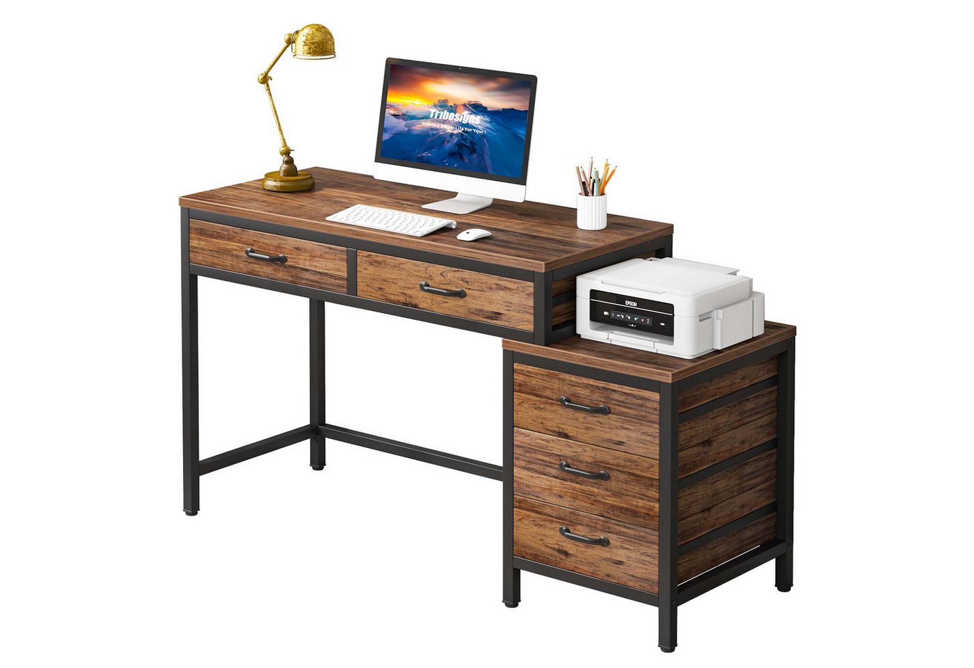 Tribesigns Computertisch mit 5 Schubladen, Home Office Schreibtische mit Schubladenschrank Tribesigns Computertisch mit 5 Schubladen, Home Office Schreibtische mit Schubladenschrank von Tribesigns