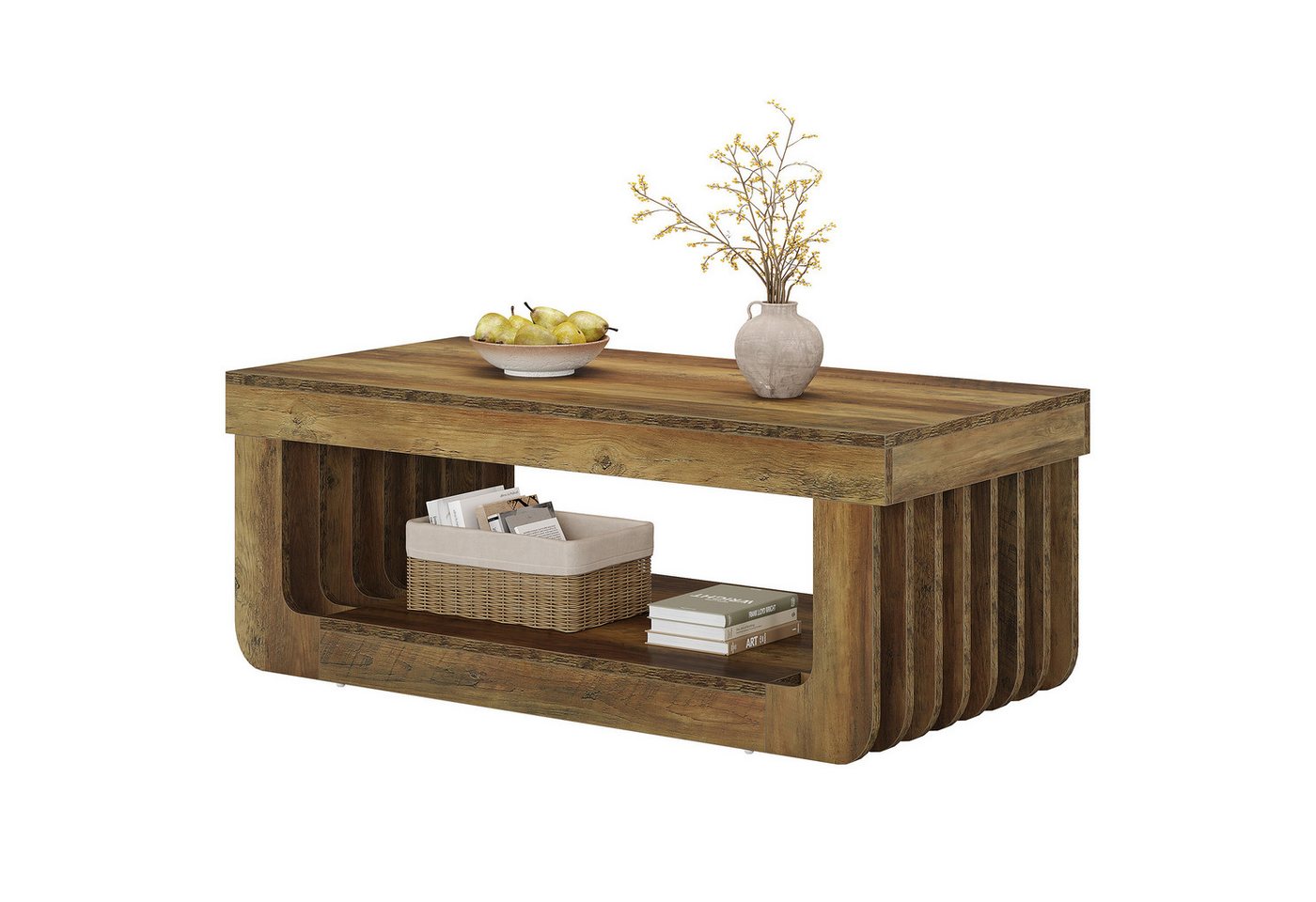 Tribesigns Couchtisch 120x60cm Rechteck Wohnzimmertisch, 2-Tier hölzerne Mitte Tisch von Tribesigns