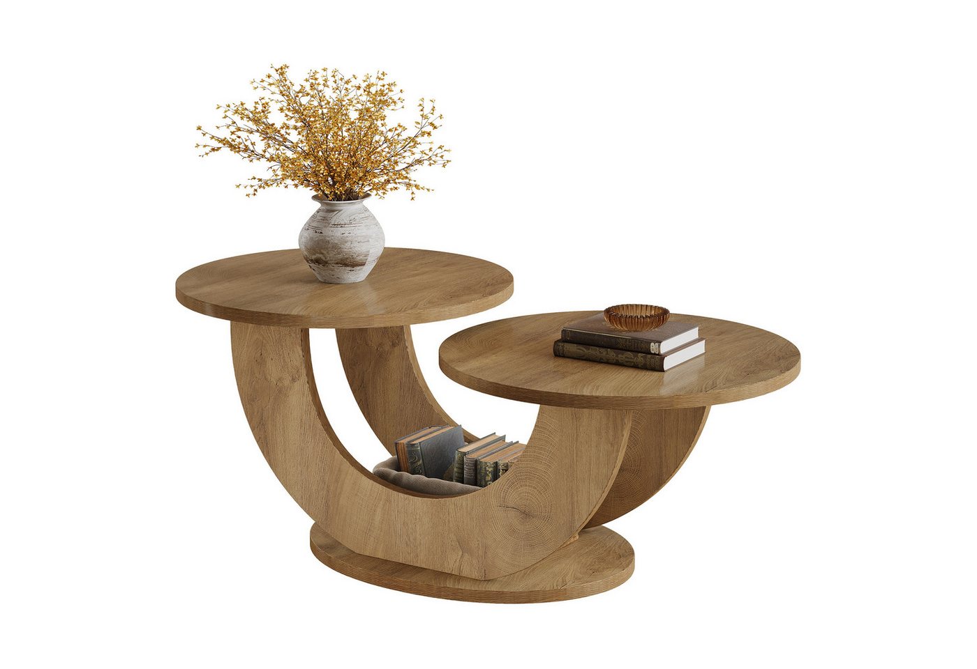 Tribesigns Couchtisch 2-Tier Runde Couchtisch mit U-förmigen Rahmen, Akzent Mitte Tisch Tribesigns Couchtisch 2-Tier Runde Couchtisch mit U-förmigen Rahmen, Akzent Mitte Tisch von Tribesigns