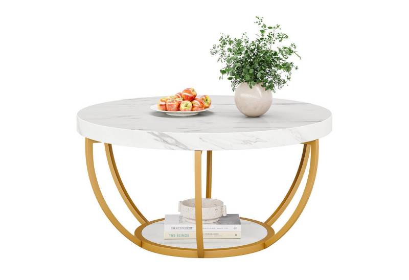 Tribesigns Couchtisch Runde Kaffeetisch Beistelltisch, Industrial 2-Tier-Kreis Couchtisch von Tribesigns