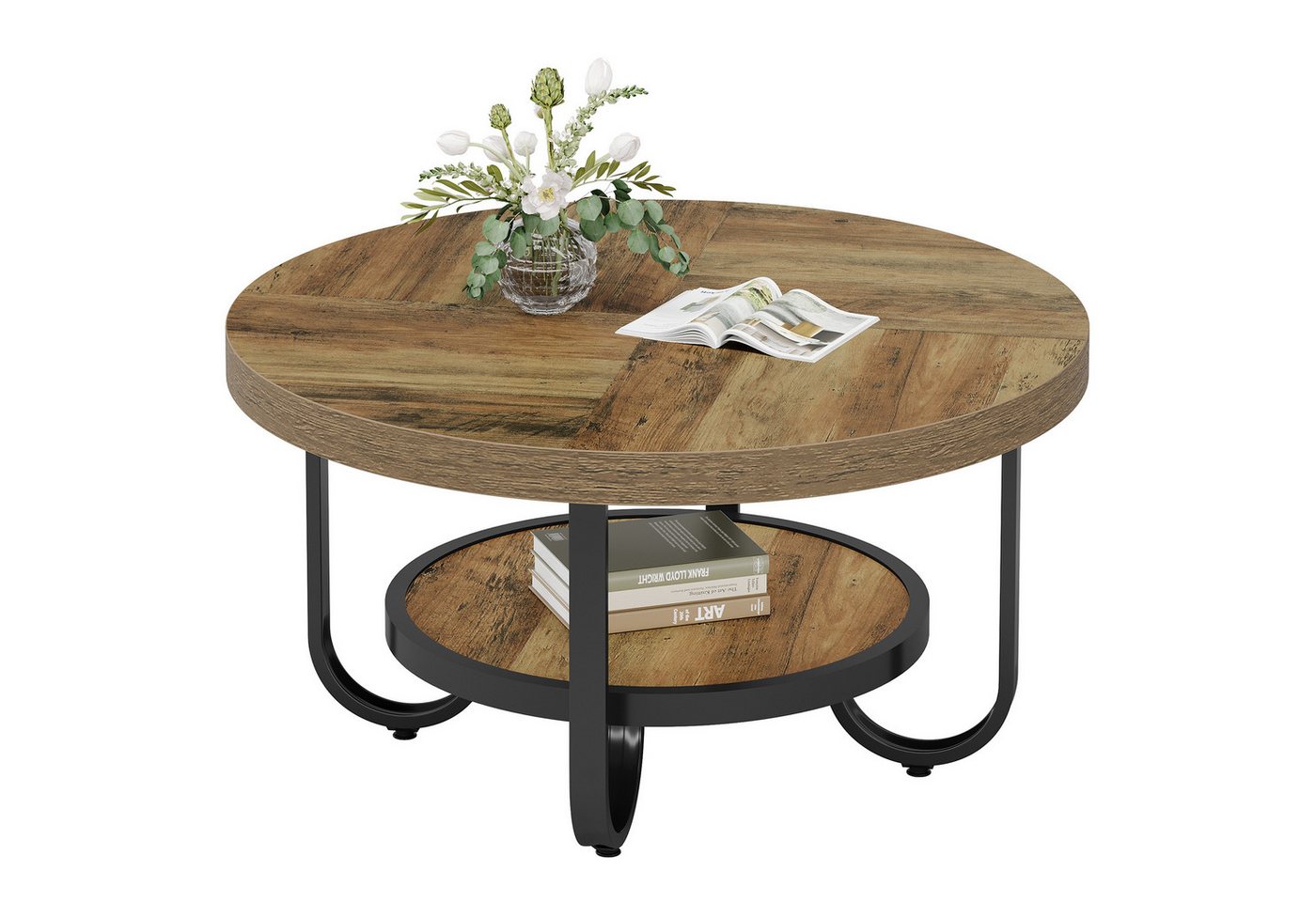 Tribesigns Couchtisch Runder Beistelltisch, 2-stöckiger Mittetisch mit Regale, Sofatisch Tribesigns Couchtisch Runder Beistelltisch, 2-stöckiger Mittetisch mit Regale, Sofatisch von Tribesigns