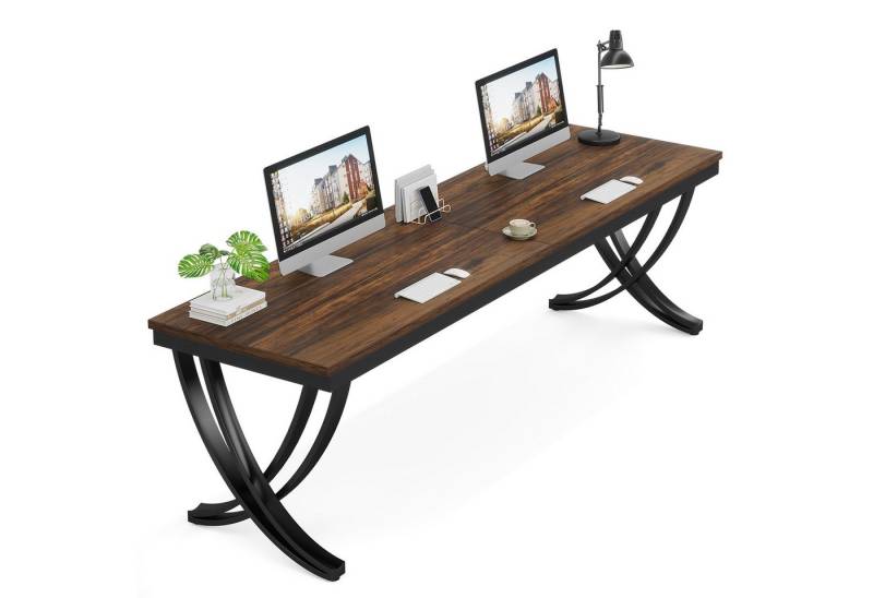 Tribesigns Doppelschreibtisch Computertisch, 200 cm extra langer Schreibtisch für zwei Personen von Tribesigns