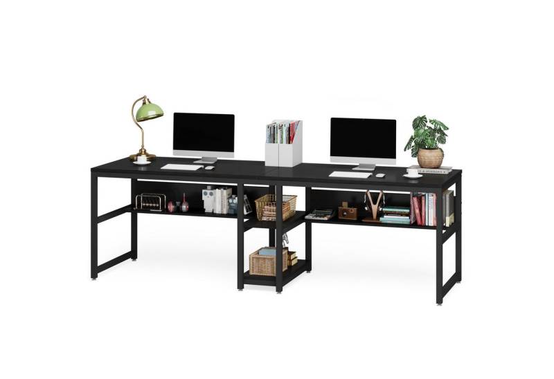 Tribesigns Doppelschreibtisch Schreibtisch, Computertisch mit Regalen, 200 cm Bürotisch Tribesigns Doppelschreibtisch Schreibtisch, Computertisch mit Regalen, 200 cm Bürotisch von Tribesigns