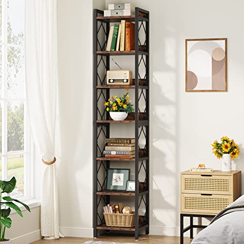 Tribesigns Eckregal mit 7 Ebenen, 200cm hohes Bücherregal Lagerregal Regal für kleine Räume Standregal, multifunktionaler Eck-Organizer für Zuhause für Wohnzimmer, Balkon, Küche (35 x 35 x 200 cm) von Tribesigns