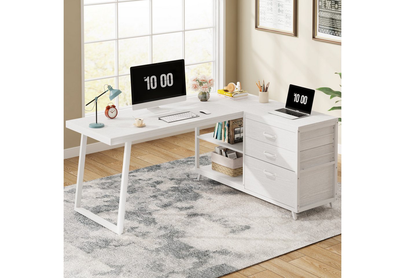 Tribesigns Eckschreibtisch 135 x100 cm PC Schreibtisch, L-förmiger Computertisch mit 3 Schubladen Tribesigns Eckschreibtisch 135 x100 cm PC Schreibtisch, L-förmiger Computertisch mit 3 Schubladen von Tribesigns