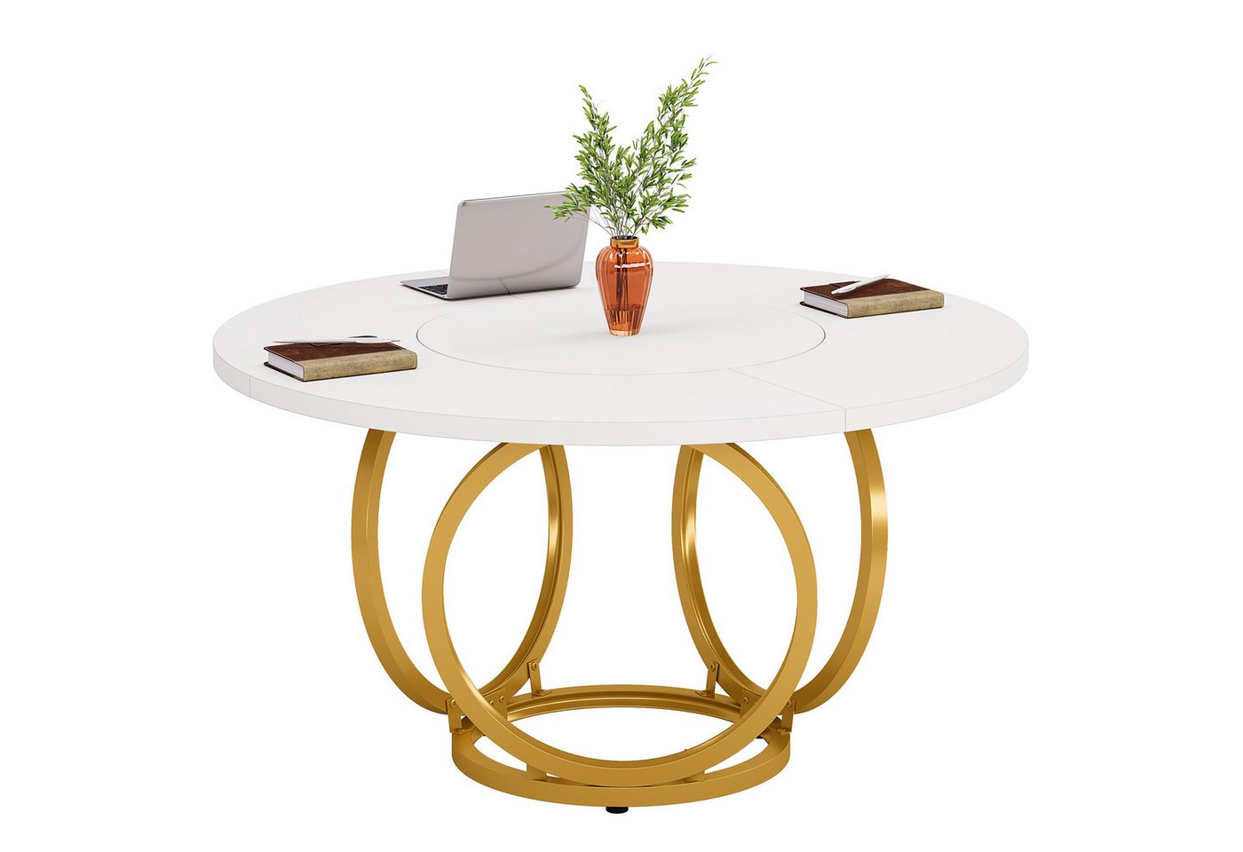 Tribesigns Esstisch 120 cm Runder Esstisch für 4 Weißer Küchentisch mit goldenem Metallfuß Tribesigns Esstisch 120 cm Runder Esstisch für 4 Weißer Küchentisch mit goldenem Metallfuß von Tribesigns