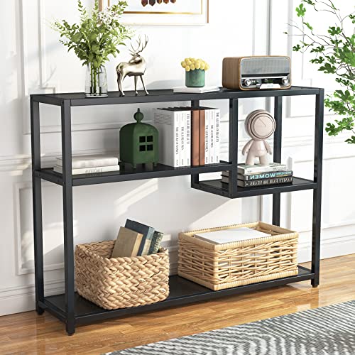 Tribesigns Konsolentisch, Kleiner schwarzer Eingangstisch mit Ablagefächern,108cm-Vintage-Beistelltisch hinter Couchtisch für Wohnzimmer, Eingangsbereich, Flur, Foyer, TV-Ständer von Tribesigns