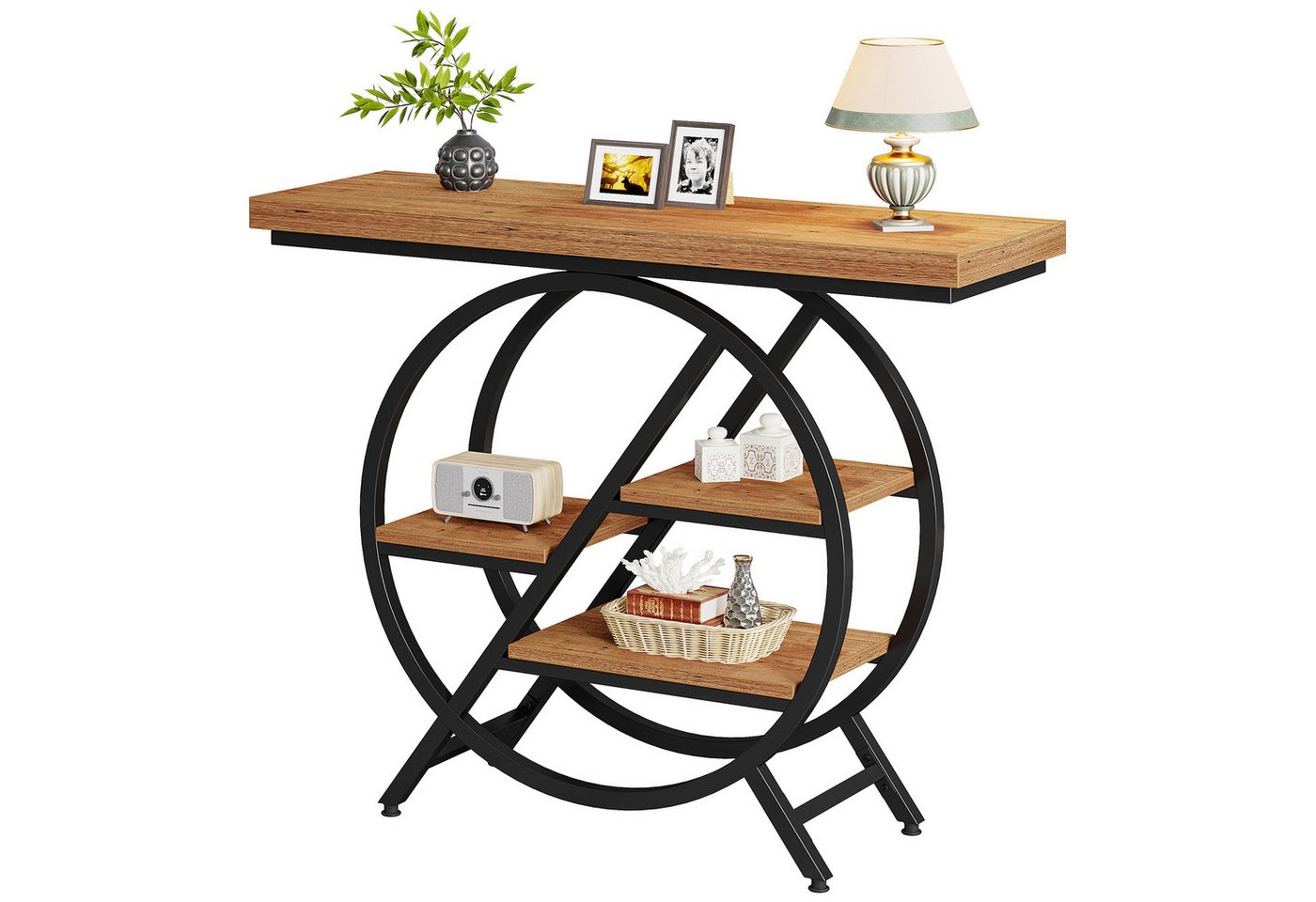 Tribesigns Konsolentisch 100 cm Eingangstisch mit 4-stöckiger regal, Flur Sofatisch von Tribesigns