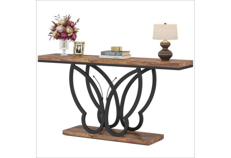 Tribesigns Konsolentisch 140 cm Eingangstisch mit Metallrahmen, schmaler hölzerner Sofatisch von Tribesigns