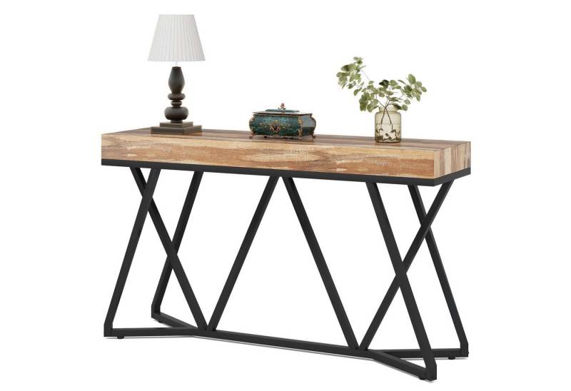 Tribesigns Konsolentisch 140cm Konsolentisch, Holz-Eingangstisch mit einzigartigem Metallsockel von Tribesigns