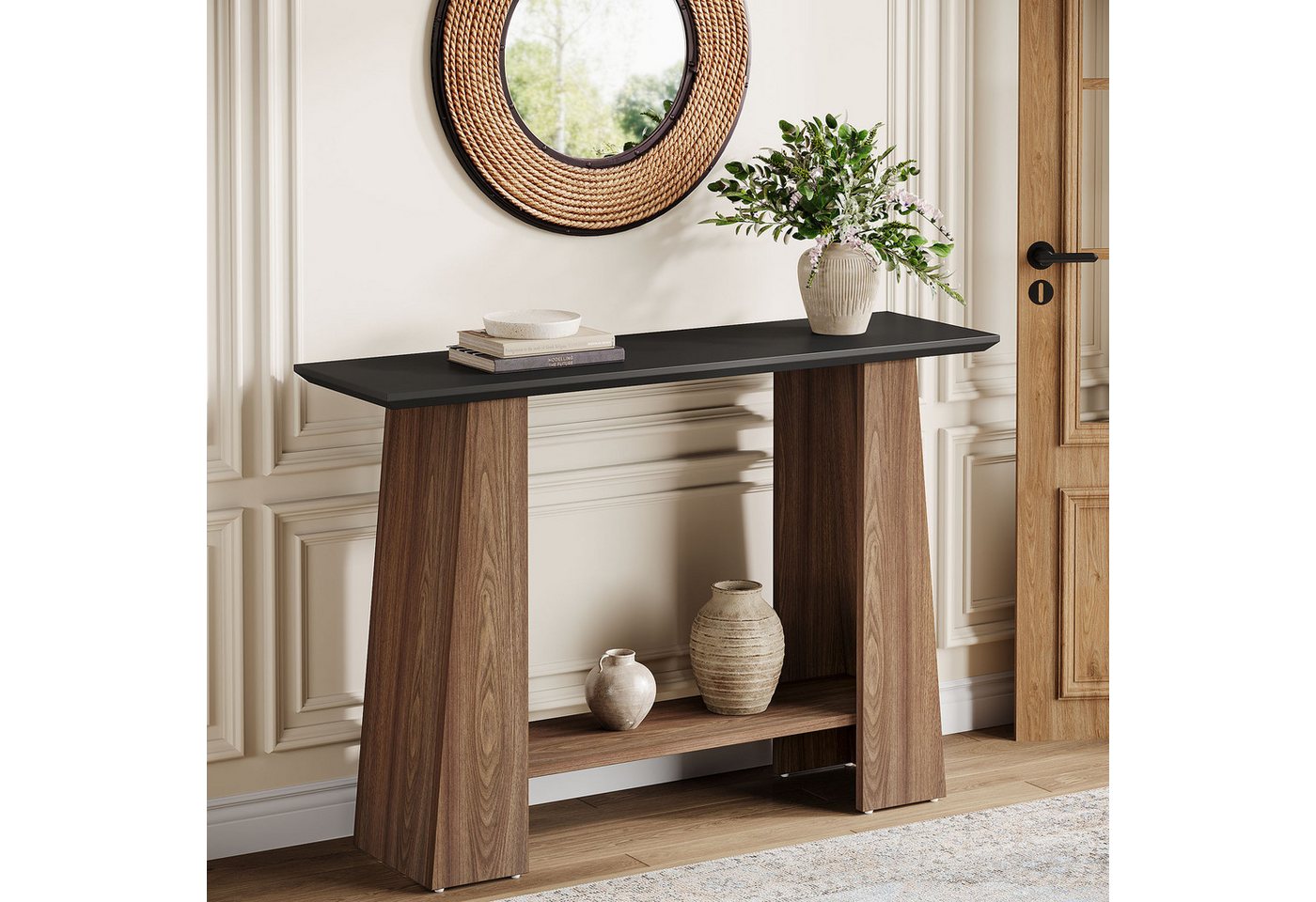 Tribesigns Konsolentisch 2-stufiger schmaler Sofatisch, Flurtisch mit Ablagefach für Flur Foyer von Tribesigns