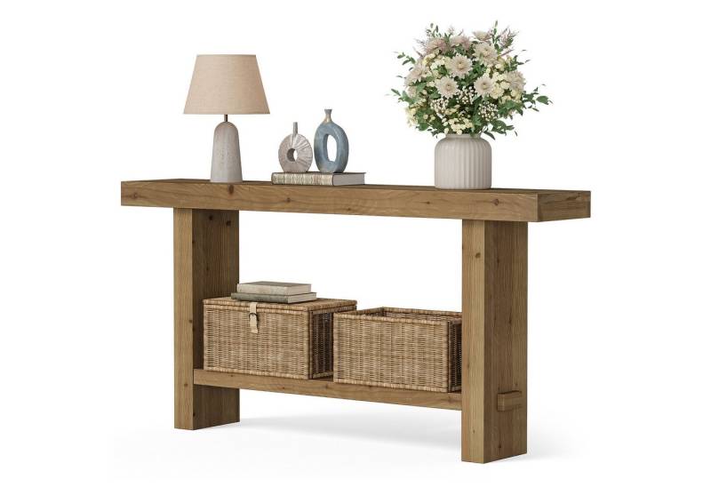 Tribesigns Konsolentisch Schmaler Massivholz Konsolentisch, 2 Stufiger Extra Langer Flurtisch von Tribesigns