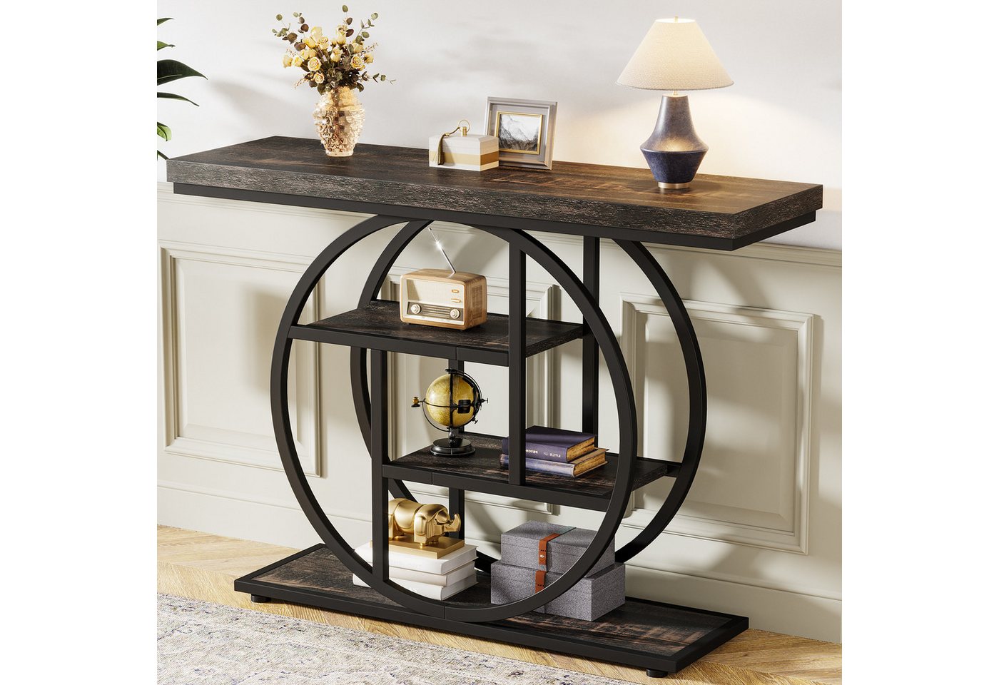 Tribesigns Konsolentisch industrieller Sofatisch mit 4 Ablageflächen für Wohnzimmer 105x30x80cm Tribesigns Konsolentisch industrieller Sofatisch mit 4 Ablageflächen für Wohnzimmer 105x30x80cm von Tribesigns