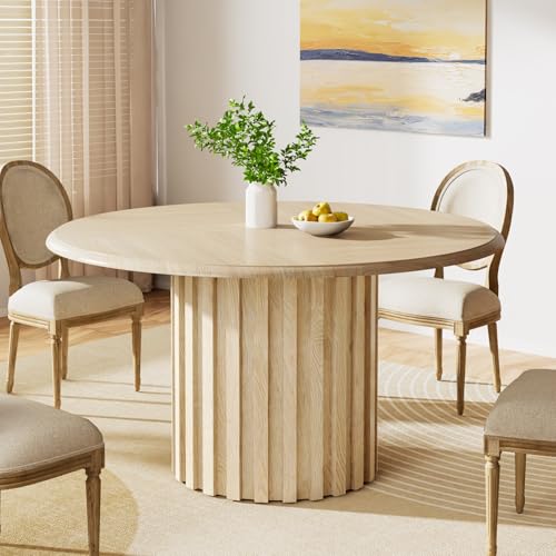 Tribesigns Runder Esstisch für 4 Personen, 120 cm Moderner Runder Küchentisch mit Holzstrukturoberfläche, Runder Tisch für Esszimmer, Wohnzimmer, Holzfarbe von Tribesigns