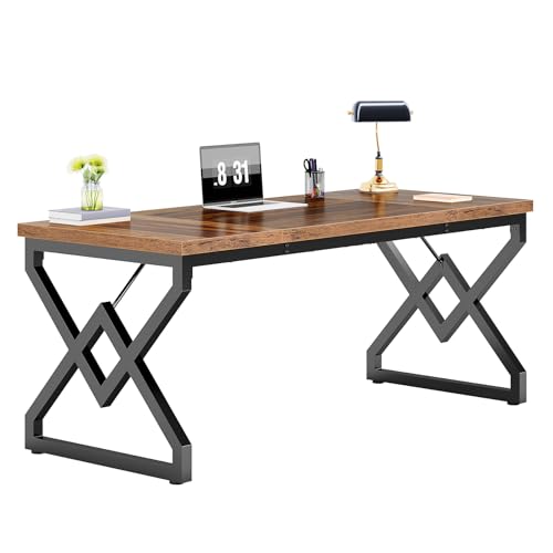 Tribesigns Schreibtisch, 160 x70 x 75cm Großer Büro-Computertisch mit extra Dicker Holztischplatte und Metallrahmen, moderner einfacher Arbeitsplatz, Arbeitszimmer Chefschreibtisch für Heimbüro von Tribesigns