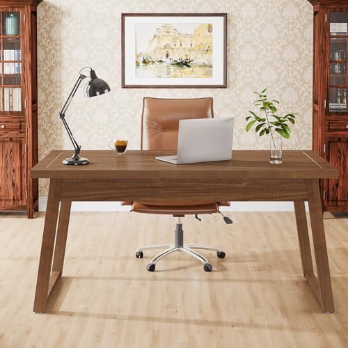 Tribesigns Schreibtisch Computertisch, 140 x 70 x 79 cm, PC Tisch Bürotisch Arbeitstisch Esstisch Büro-Möbel Computertisch Konferenztisch für Home Office zu Hause Schreibtische, Walnuss Braun von Tribesigns