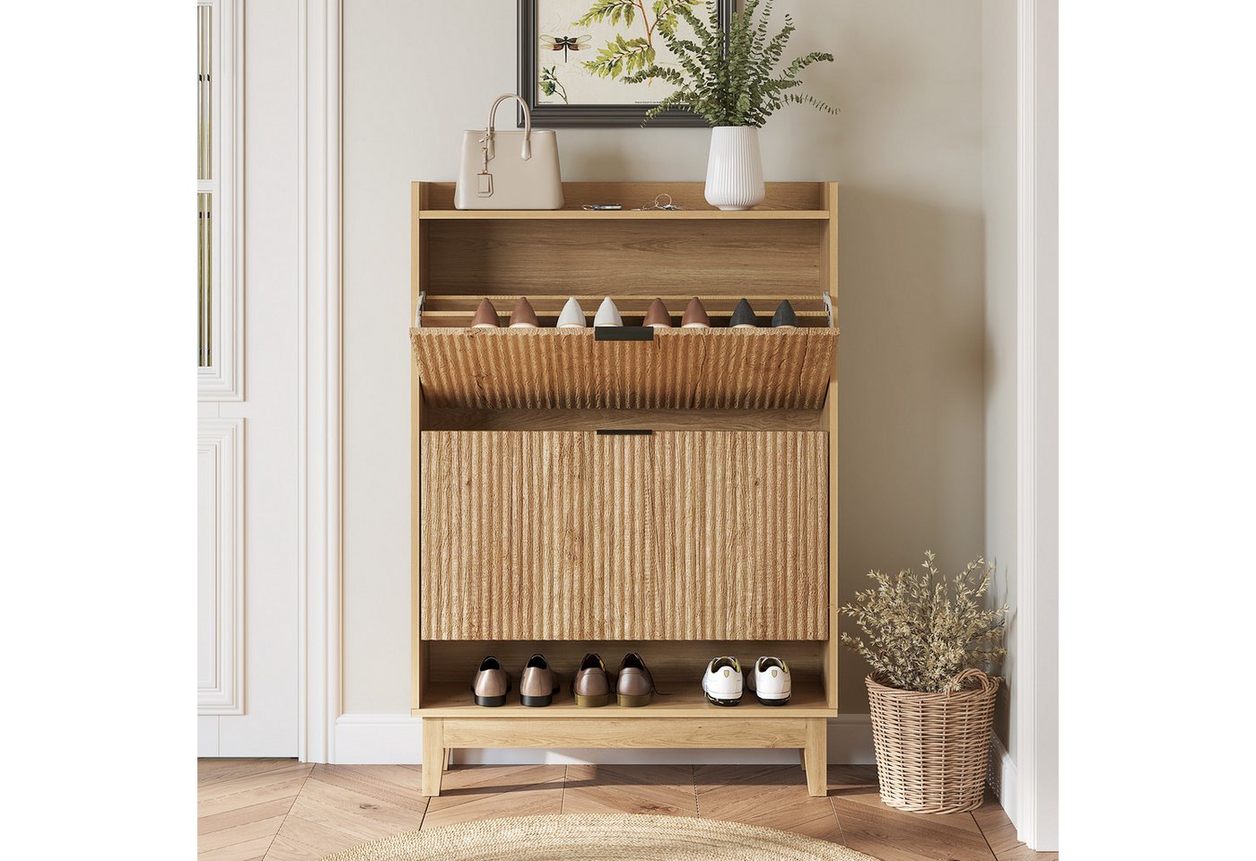 Tribesigns Schuhschrank Schuhregal Schuhkommode mit Regalen mit 2 Schubladen Tribesigns Schuhschrank Schuhregal Schuhkommode mit Regalen mit 2 Schubladen von Tribesigns