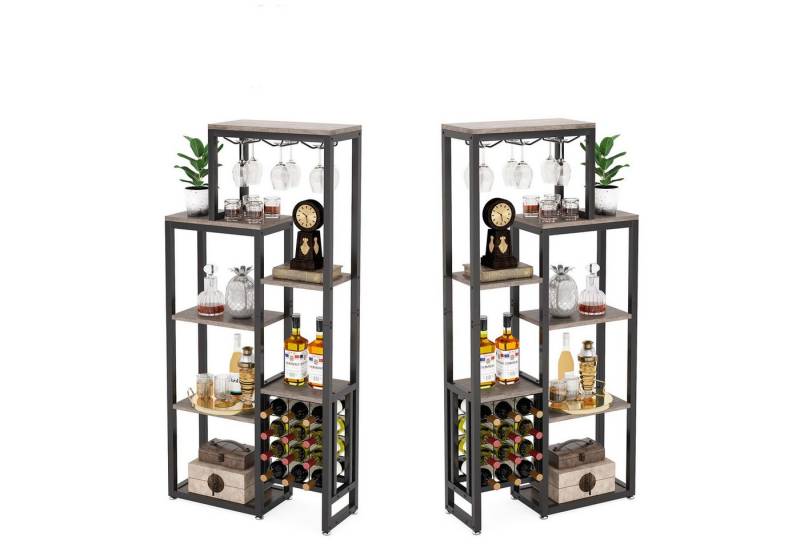 Tribesigns Weinregal 5-stöckiges Weinbäckerregal mit Glashalter und Weinaufbewahrung von Tribesigns
