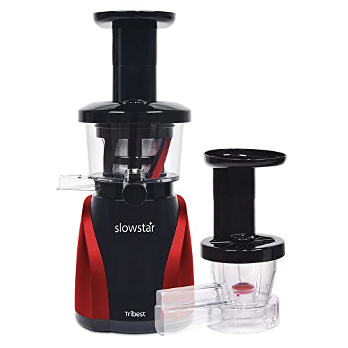 Tribest Slowstar Slow Juicer - Vertikaler Entsafter für Gemüse und Obst - 47 U/min, 200 W - Saftpresse elektrisch - Rot von Tribest