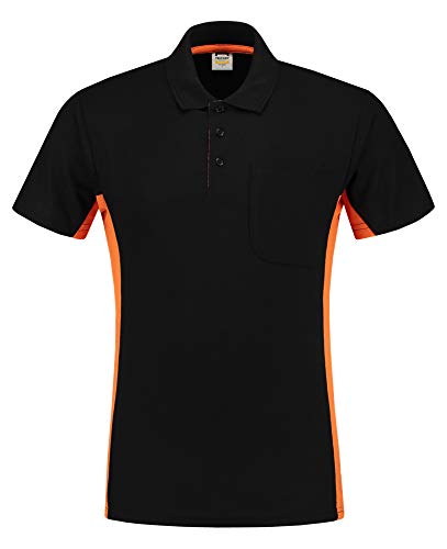 Tricorp 202002 Workwear Bicolor Brusttasche Poloshirt, 50% Gekämmte Baumwolle/50% Polyester, 180g/m², Schwarz-Orange, Größe XS von Tricorp