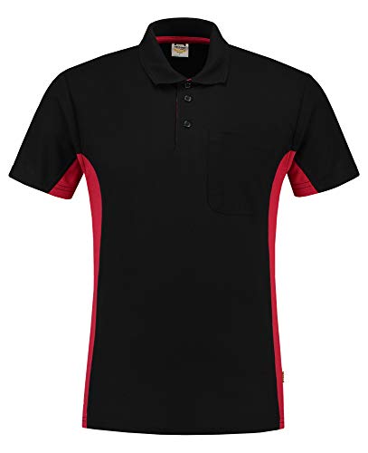 Tricorp 202002 Workwear Bicolor Brusttasche Poloshirt, 50% Gekämmte Baumwolle/50% Polyester, 180g/m², Schwarz Rot, Größe L von Tricorp