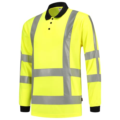 Tricorp 203005 Safety EN ISO 20471 Birdseye Langarm Poloshirt, 50% Polyester/50% Polyester, CoolDry, 180g/m², Fluorgelb, Größe XL von Tricorp