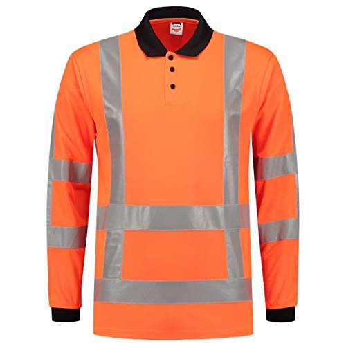 Tricorp 203005 Safety EN ISO 20471 Birdseye Langarm Poloshirt, 50% Polyester/50% Polyester, CoolDry, 180g/m², Fluororange, Größe 8XL von Tricorp