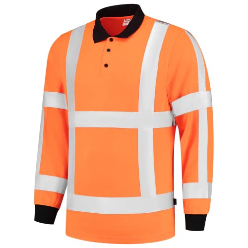 Tricorp 203005 Safety EN ISO 20471 Birdseye Langarm Poloshirt, 50% Polyester/50% Polyester, CoolDry, 180g/m², Fluororange, Größe M von Tricorp