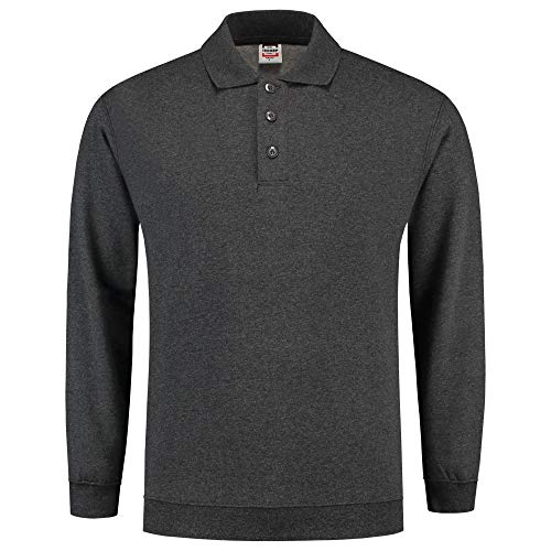 Tricorp 301005 Casual Polokragen und Bund Sweatshirt, 60% Gekämmte Baumwolle/40% Polyester, 280g/m², Anthrazit Melange, Größe XL von Tricorp