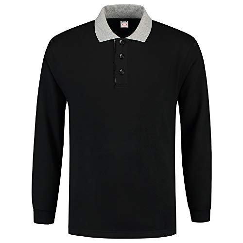 Tricorp 301006 Casual Polokragen Kontrast Sweatshirt, 60% Gekämmte Baumwolle/40% Polyester, 280g/m², Schwarzgrau, Größe 5XL von Tricorp