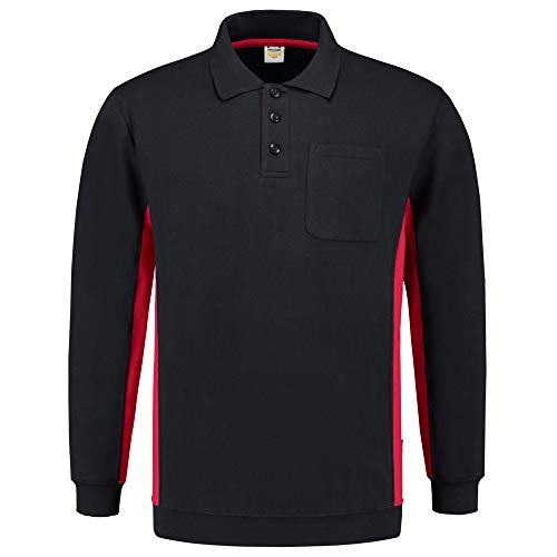 Tricorp 302001 Casual Polokragen Bicolor Brusttasche Sweatshirt, 60% Gekämmte Baumwolle/40% Polyester, 280g/m², Marine-Rot, Größe 7XL von Tricorp