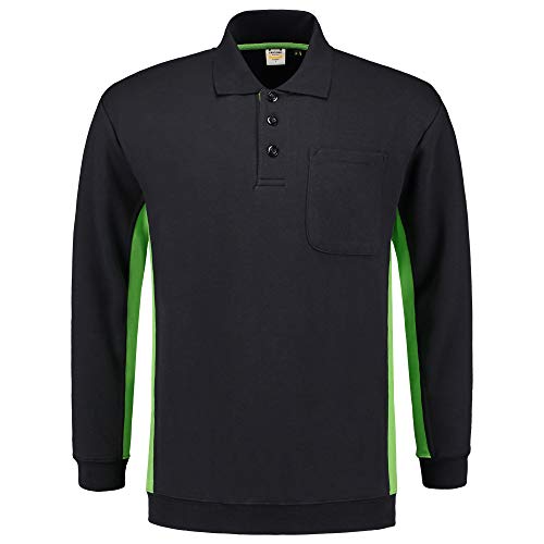 Tricorp 302001 Casual Polokragen Bicolor Brusttasche Sweatshirt, 60% Gekämmte Baumwolle/40% Polyester, 280g/m², Navy-Lime, Größe 7XL von Tricorp