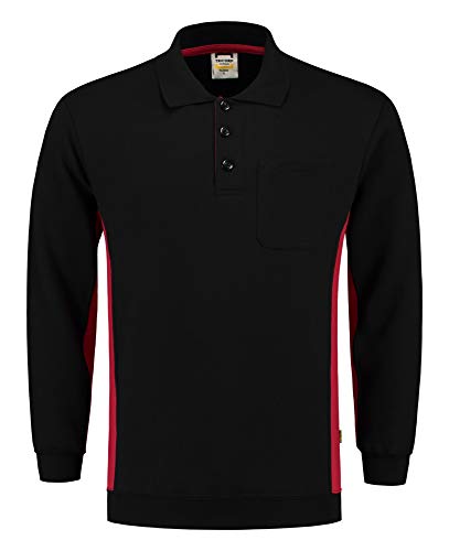 Tricorp 302001 Casual Polokragen Bicolor Brusttasche Sweatshirt, 60% Gekämmte Baumwolle/40% Polyester, 280g/m², Schwarz Rot, Größe 7XL von Haas F1 Team