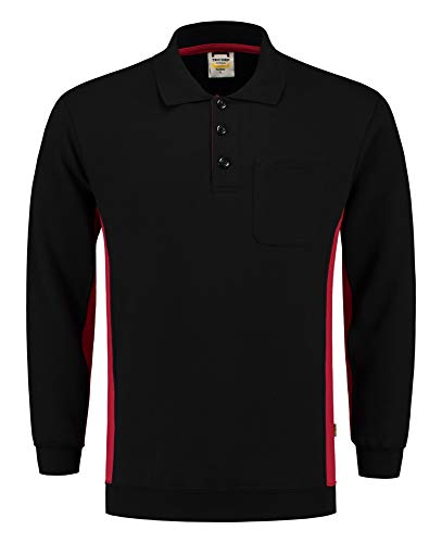 Tricorp 302001 Casual Polokragen Bicolor Brusttasche Sweatshirt, 60% Gekämmte Baumwolle/40% Polyester, 280g/m², Schwarz Rot, Größe M von Tricorp