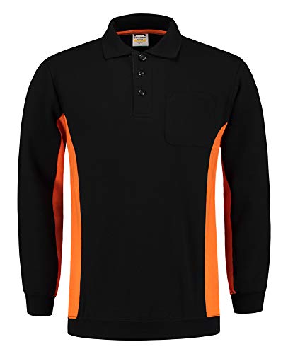 Tricorp 302001 Casual Polokragen Bicolor Brusttasche Sweatshirt, 60% Gekämmte Baumwolle/40% Polyester, 280g/m², Schwarz-Orange, Größe 7XL von Tricorp