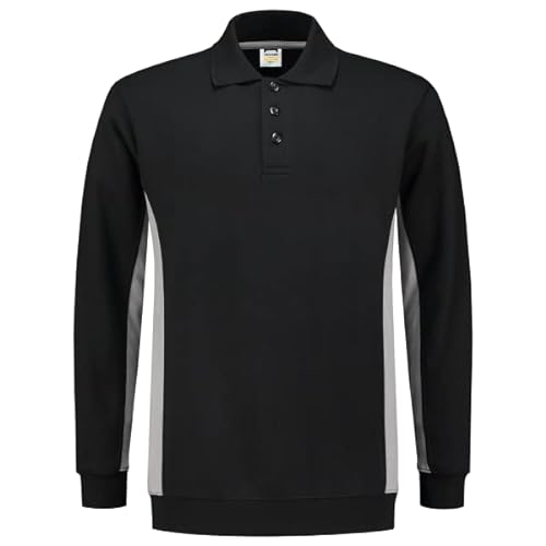 Tricorp 302003 Casual Polokragen Bicolor Sweatshirt, 60% Gekämmte Baumwolle/40% Polyester, 280g/m², Schwarz-Limette, Größe 4XL von Tricorp
