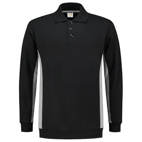 Tricorp 302003 Casual Polokragen Bicolor Sweatshirt, 60% Gekämmte Baumwolle/40% Polyester, 280g/m², Schwarz-Limette, Größe 6XL von Tricorp