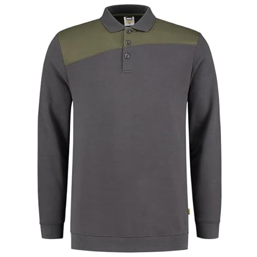 Tricorp 302004 Casual Polokragen Bicolor Quernaht Sweatshirt, 70% Gekämmte Baumwolle/30% Polyester, 280g/m², Schwarz-Limette, Größe 3XL von Tricorp