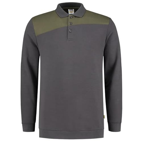 Tricorp 302004 Casual Polokragen Bicolor Quernaht Sweatshirt, 70% Gekämmte Baumwolle/30% Polyester, 280g/m², Schwarz-Orange, Größe 4XL von Tricorp