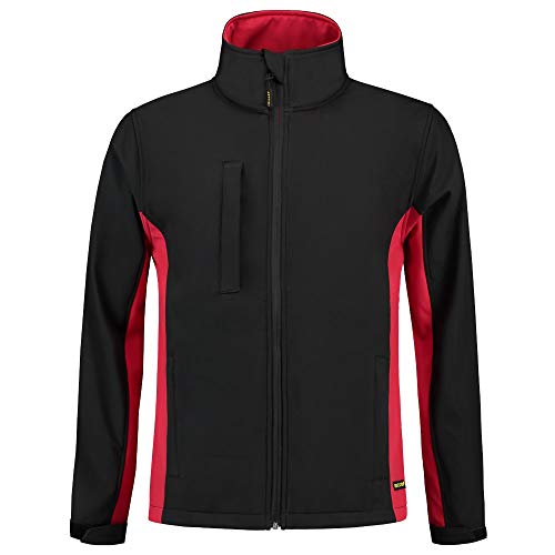 Tricorp 402002 Workwear Bicolor Softshelljacke, 100% Polyester + PU Membran, 340g/m², Schwarz Rot, Größe XL von Tricorp