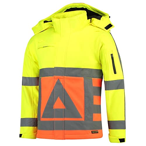 Tricorp 403002 Safety Softshelljacke für Verkehrsregler, 100% Polyester + PU Membran, 300g/m², Fluor Orange-Gelb, Größe L von Tricorp