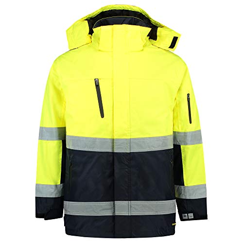 Tricorp 403004 Safety EN ISO 20471 Bicolor Parka, 100% Oxford Polyester Fluoreszierendes Gewebe, 100% Nylon Kontrastgewebe, 200g/m², Fluorgelb-Marine, Größe XXL von Tricorp