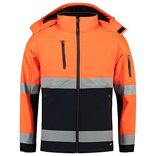 Tricorp 403007 Safety EN ISO 20471 Bicolor Softshelljacke, 100% Polyester + PU Membran, 300g/m², Fluor Orange-Navy, Größe M von Tricorp