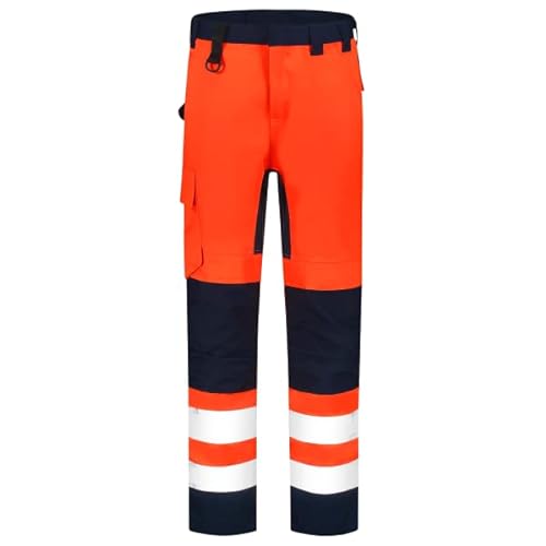 Tricorp 503011 Safety Warnschutz Bicolor Arbeitshose, 80% Polyester/20% Baumwolle, 100% Nylon (500D) Cordura, 280g/m², Fluorrot-Tinte, Größe 47 von Tricorp