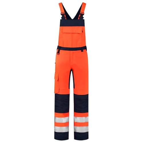 Tricorp 753005 Safety Warnschutz Bicolor Latzhose, 80% Polyester/20% Baumwolle, 100% Nylon (500D) Cordura, 280g/m², Fluor Orange-Tinte, Größe 52 von Tricorp