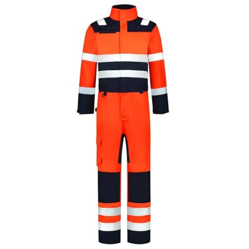 Tricorp 753009 Safety Warnschutz Bicolor Overall, 80% Polyester/20% Baumwolle, 100% Nylon (500D) Cordura, 280g/m², Fluorrot-Tinte, Größe 42 von Tricorp